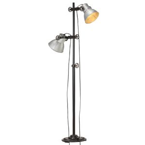 vidaXL Podlahov&aacute; lampa se 2 sv&iacute;tidly stř&iacute;brn&aacute; E27 litina