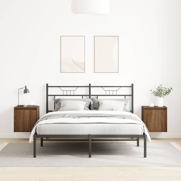 vidaXL N&aacute;stěnn&eacute; nočn&iacute; stolky 2 ks Hněd&yacute; dub 38x34x40 cm