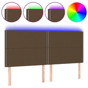 vidaXL Čelo postele s LED tmavě hněd&eacute; 180x5x118/128 cm textil