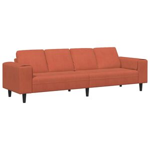 vidaXL Tkaninové sofa s polštářem Červená oranžová Sametová tkanina