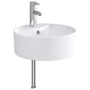vidaXL Um&yacute;vadlo s bateri&iacute; a odpadem Chrom 40,5 x 40,5 x 15 cm Keramika