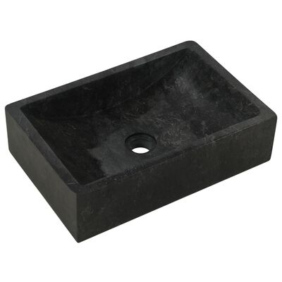 vidaXL Koupelnová skříňka s umyvadly z černého mramoru masivní teak