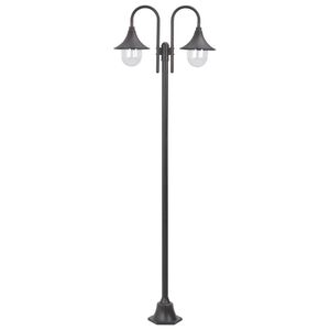 vidaXL Zahradn&iacute; sloupov&aacute; lampa 2 ramena E27 220 cm hlin&iacute;k bronzov&aacute;