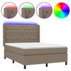 vidaXL Box spring postel s matrac&iacute; a LED taupe 140x200 cm textil