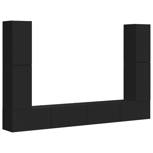 vidaXL Sestava TV skř&iacute;něk 8 pcs Čern&aacute; kompozitn&iacute; dřevo