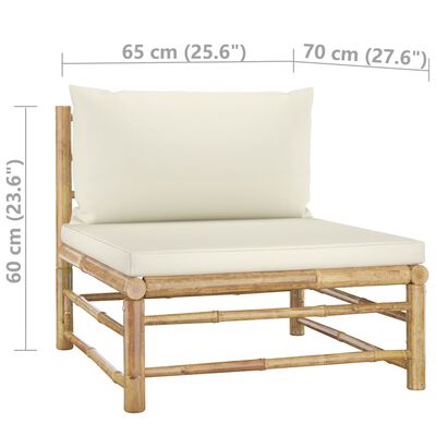 vidaXL 8dílná zahradní sedací souprava + krémově bílé podušky bambus