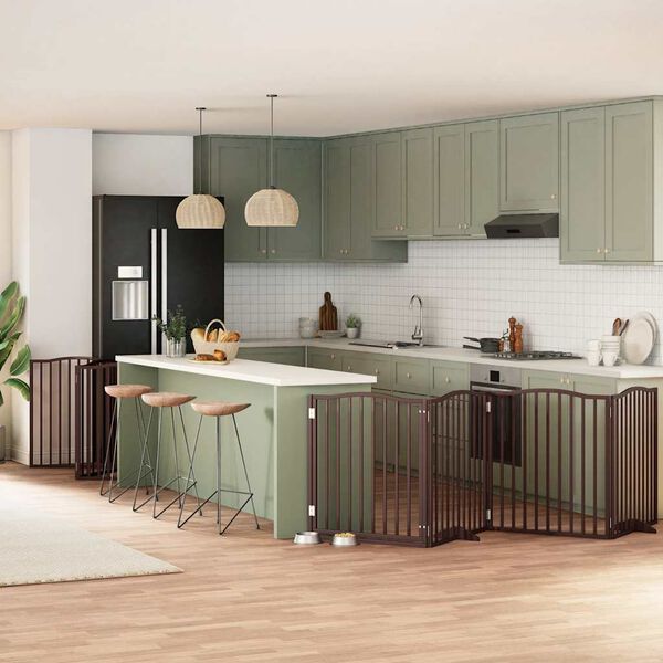 vidaXL Z&aacute;brana pro psy s dv&iacute;řky skl&aacute;dac&iacute; 10 panelů hněd&aacute; 800 cm topol