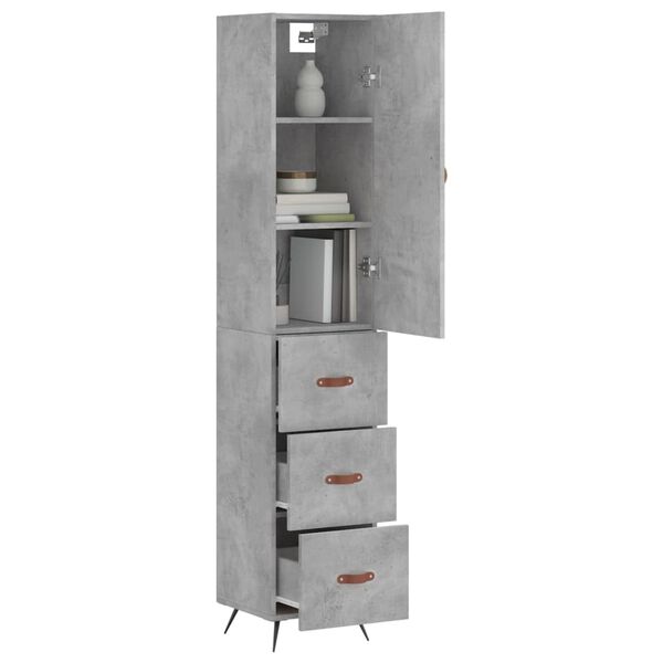 vidaXL Skř&iacute;ň highboard betonově &scaron;ed&aacute; 34,5x34x180 cm kompozitn&iacute; dřevo