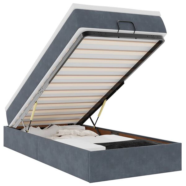 vidaXL Osmansk&yacute; r&aacute;m postele s matrac&iacute; tmavě &scaron;ed&aacute; 90x190cm samet