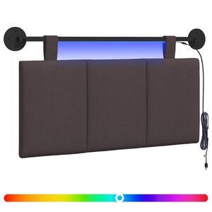 vidaXL Z&aacute;věsn&eacute; čelo postele S LED osvětlen&iacute;m Tmavě hněd&aacute; Textil