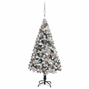 vidaXL Uměl&yacute; v&aacute;nočn&iacute; stromek s LED a sadou koul&iacute; zelen&yacute; 150 cm PVC