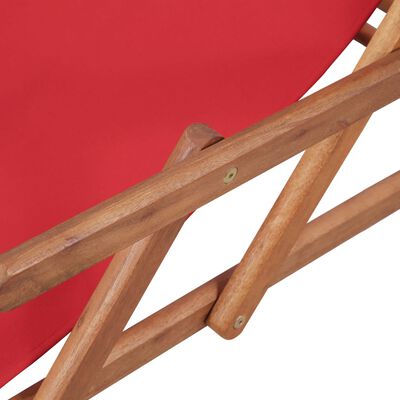 vidaXL Skládací plážové křeslo látka a dřevěný rám červené