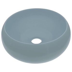 vidaXL Luxusn&iacute; umyvadlo kulat&eacute; matn&eacute; světle modr&eacute; 40 x 15 cm keramick&eacute;