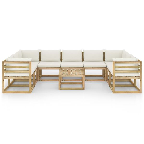 vidaXL 10d&iacute;ln&aacute; zahradn&iacute; sedac&iacute; souprava podu&scaron;ky impregnovan&aacute; borovice