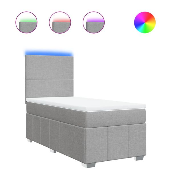 vidaXL Box spring postel s matrac&iacute; světle &scaron;ed&aacute; 90x200 cm textil