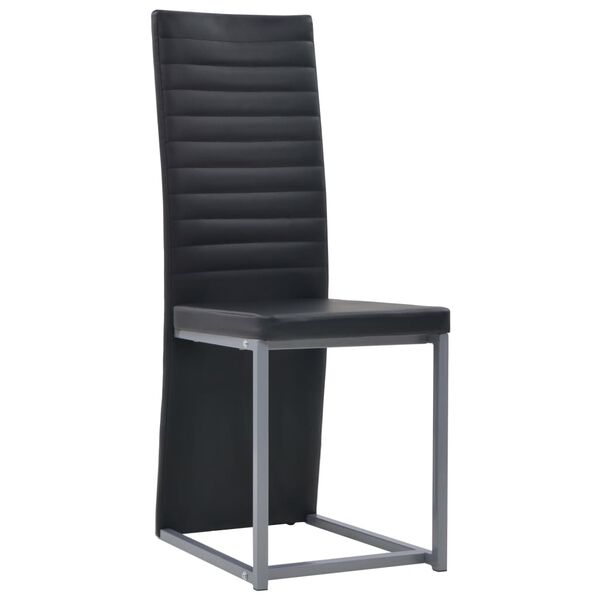 vidaXL J&iacute;deln&iacute; set 5 kusů z uměl&eacute; kůže a oceli se sklem čern&yacute;