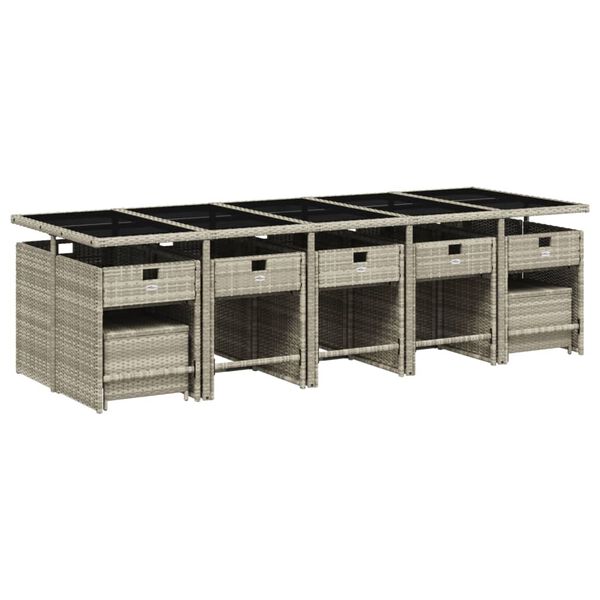 vidaXL 15d&iacute;ln&yacute; zahradn&iacute; j&iacute;deln&iacute; set s podu&scaron;kami světle &scaron;ed&yacute; polyratan