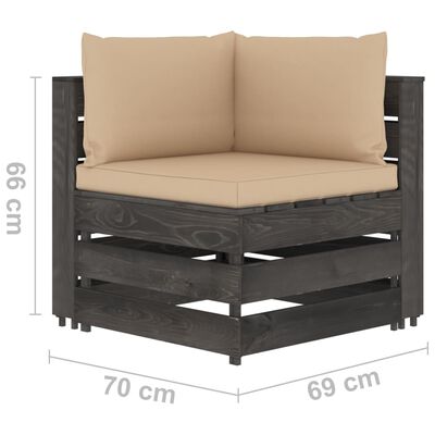 vidaXL 8dílná sedací souprava s poduškami šedě impregnované dřevo