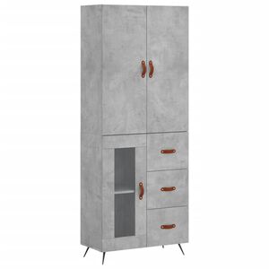 vidaXL Skř&iacute;ň highboard betonově &scaron;ed&aacute; 69,5x34x180 cm kompozitn&iacute; dřevo