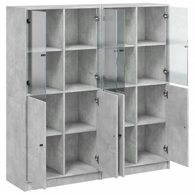 vidaXL Knihovna s dvířky betonově šedá 136x37x142 cm kompozitní dřevo
