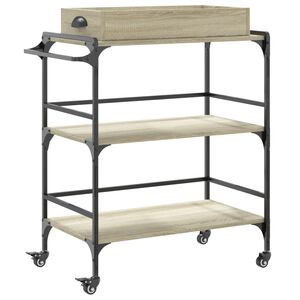 vidaXL Kuchyňsk&yacute; voz&iacute;k dub sonoma 81,5 x 41 x 92,5 cm kompozitn&iacute; dřevo