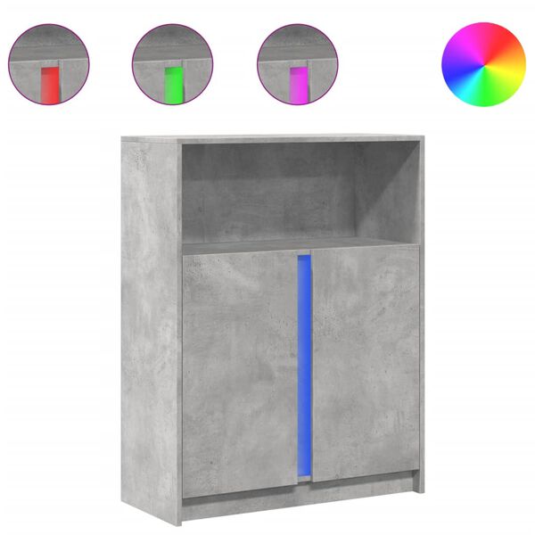 vidaXL Př&iacute;born&iacute;k LED betonově &scaron;ed&yacute; 77 x 34 x 100 cm kompozitn&iacute; dřevo