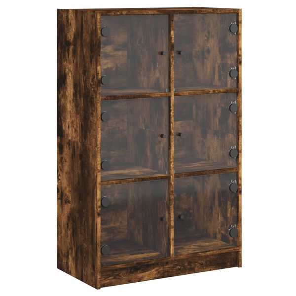vidaXL Highboard s dv&iacute;řky kouřov&yacute; dub 68x37x109 cm kompozitn&iacute; dřevo