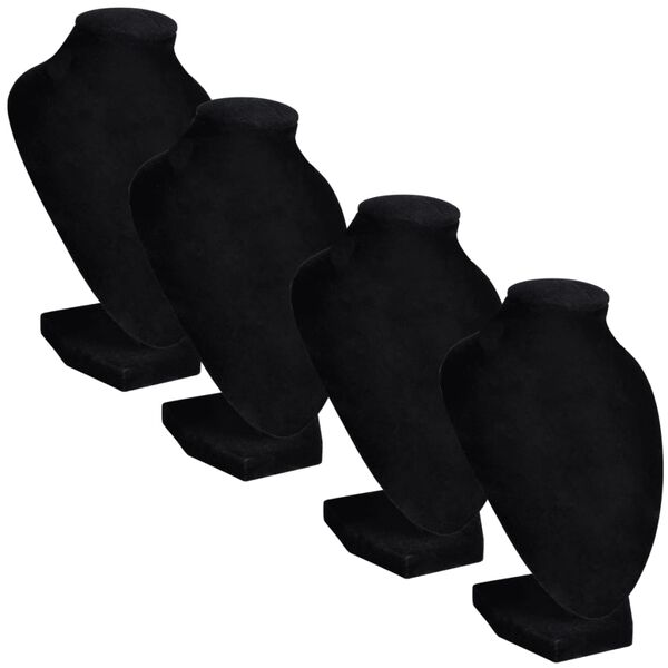 Flanelový stojan na náhrdelníky a řetízky černý, 9 x 8,5 x 15 cm, 4 ks