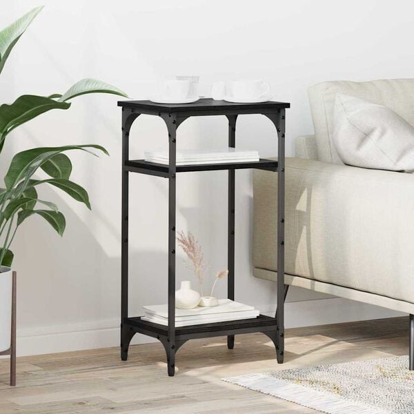 vidaXL Bočn&iacute; stůl s polic&iacute; Čern&yacute; dub 40 x 30 x 75 cm kompozitn&iacute; dřevo