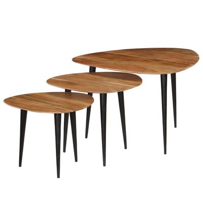 vidaXL Konferenční stolek sada 3 kusů z masivního akáciového dřeva