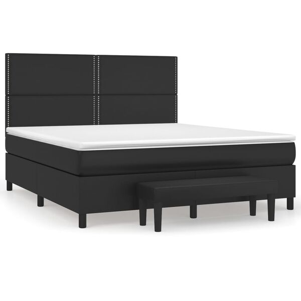 vidaXL Box spring postel s matrac&iacute; čern&aacute; 160x200 cm uměl&aacute; kůže