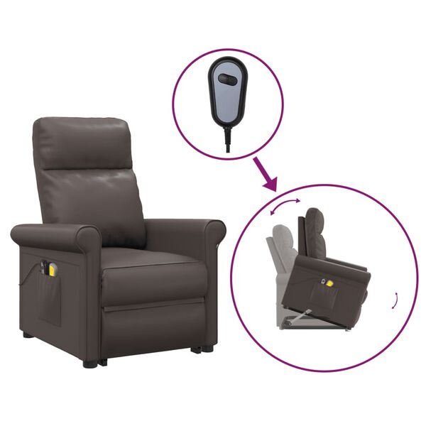 vidaXL Zvedac&iacute; mas&aacute;žn&iacute; křeslo hněd&eacute; uměl&aacute; kůže