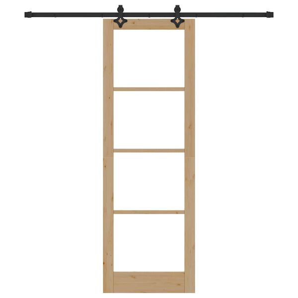 vidaXL Posuvné dveře Přírodní 78 x 232 cm Masivní borové dřevo a sklo