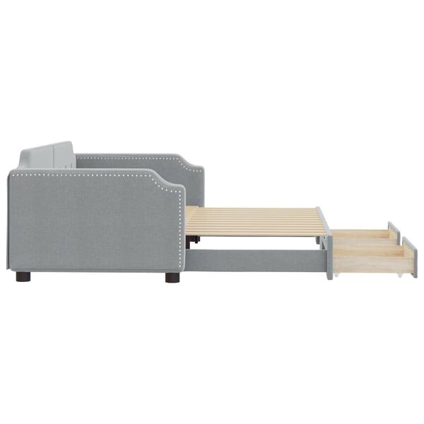 vidaXL Válenda s přistýlkou a zásuvkami světle šedá 100x200 cm textil