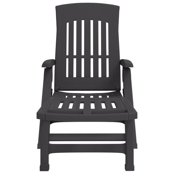 vidaXL Skládací zahradní lehátko s kolečky antracitové PP