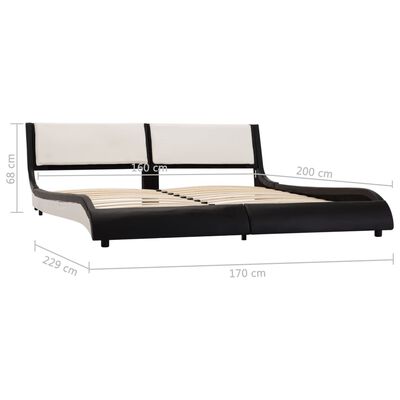vidaXL Rám postele s LED světlem černý a bílý umělá kůže 160 x 200 cm