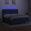 vidaXL Box spring postel s matrac&iacute; a LED modr&aacute; 160x200 cm textil