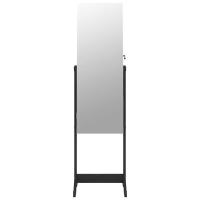 vidaXL Zrcadlová šperkovnice volně stojící černá 42 x 38 x 152 cm