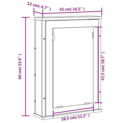 vidaXL Koupelnová skříňka se zrcadlem kouřový dub 42x12x60 cm kompozit