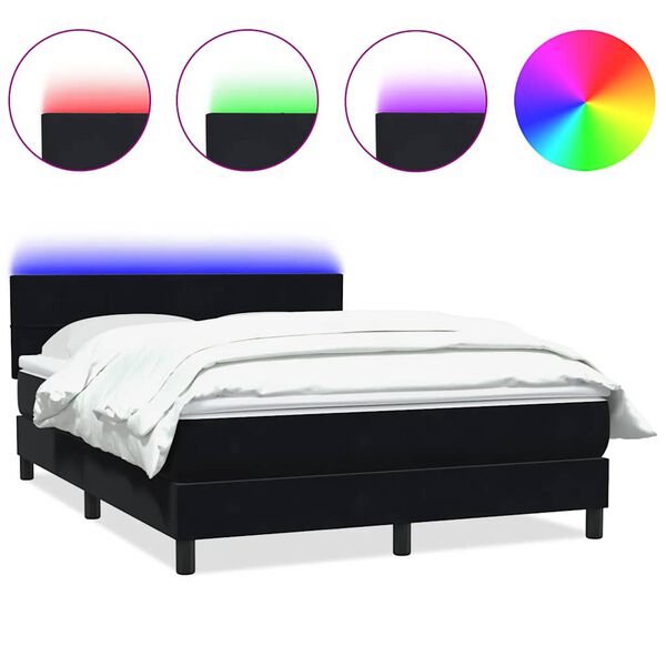 vidaXL Box spring postel s matrac&iacute; a LED čern&aacute; 160x210 cm samet