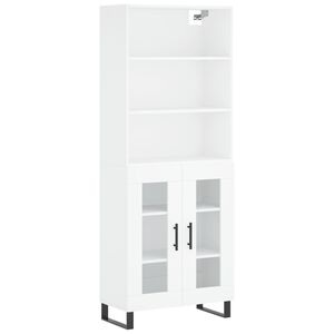 vidaXL Skř&iacute;ň highboard b&iacute;l&aacute; 69,5 x 34 x 180 cm kompozitn&iacute; dřevo