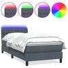 vidaXL Box spring postel s matrac&iacute; a LED tmavě &scaron;ed&aacute; 100x210 cm samet