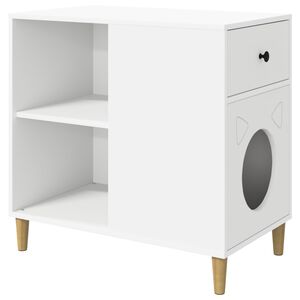 vidaXL Kočič&iacute; dům B&iacute;l&aacute; 72 x 42,5 x 70 cm Kompozitn&iacute; dřevo