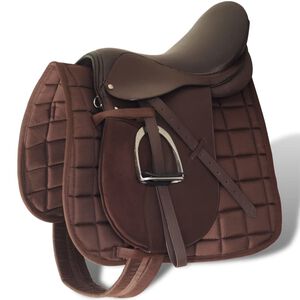 Sedlo z prav&eacute; kůže, 5-v-1, p&aacute;t. kan&aacute;l 14 cm, posedl&iacute; 16" - hněd&aacute;
