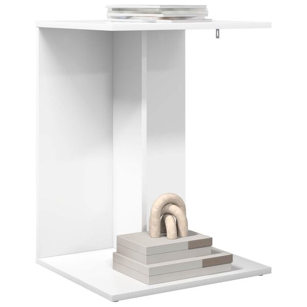 vidaXL Bočn&iacute; stůl B&iacute;l&aacute; 45 x 40 x 62,5 cm kompozitn&iacute; dřevo