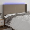 vidaXL Čelo postele s LED taupe 203 x 16 x 118/128 cm textil