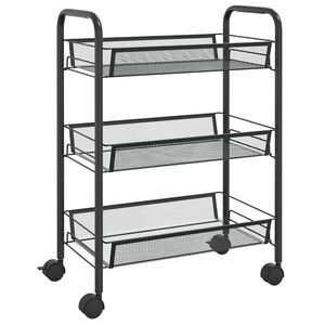 vidaXL Kuchyňsk&yacute; voz&iacute;k se 3 patry čern&yacute; 46 x 26 x 64 cm železo