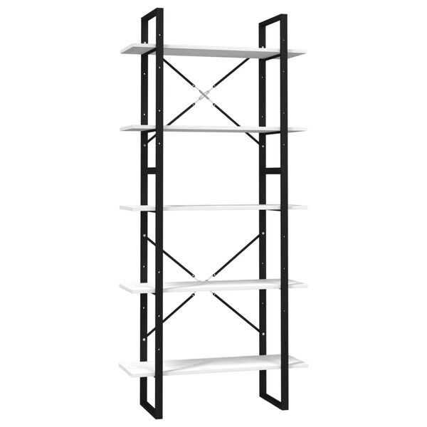 vidaXL Knihovna s 5 policemi bílá 80 x 30 x 175 cm borové dřevo