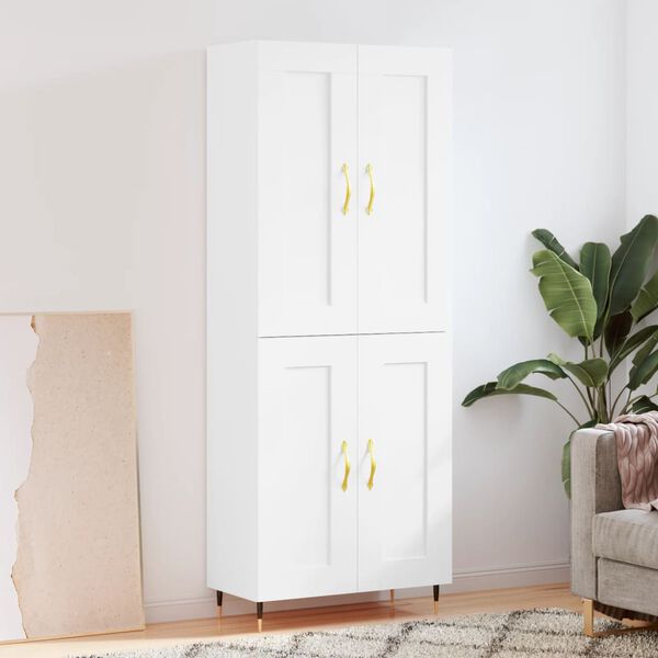 vidaXL Skř&iacute;ň highboard b&iacute;l&aacute; 69,5 x 34 x 180 cm kompozitn&iacute; dřevo