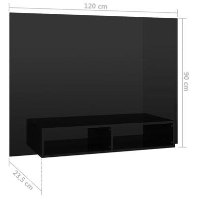 vidaXL Nástěnná TV skříňka černá vysoký lesk 120x23,5x90cm dřevotříska